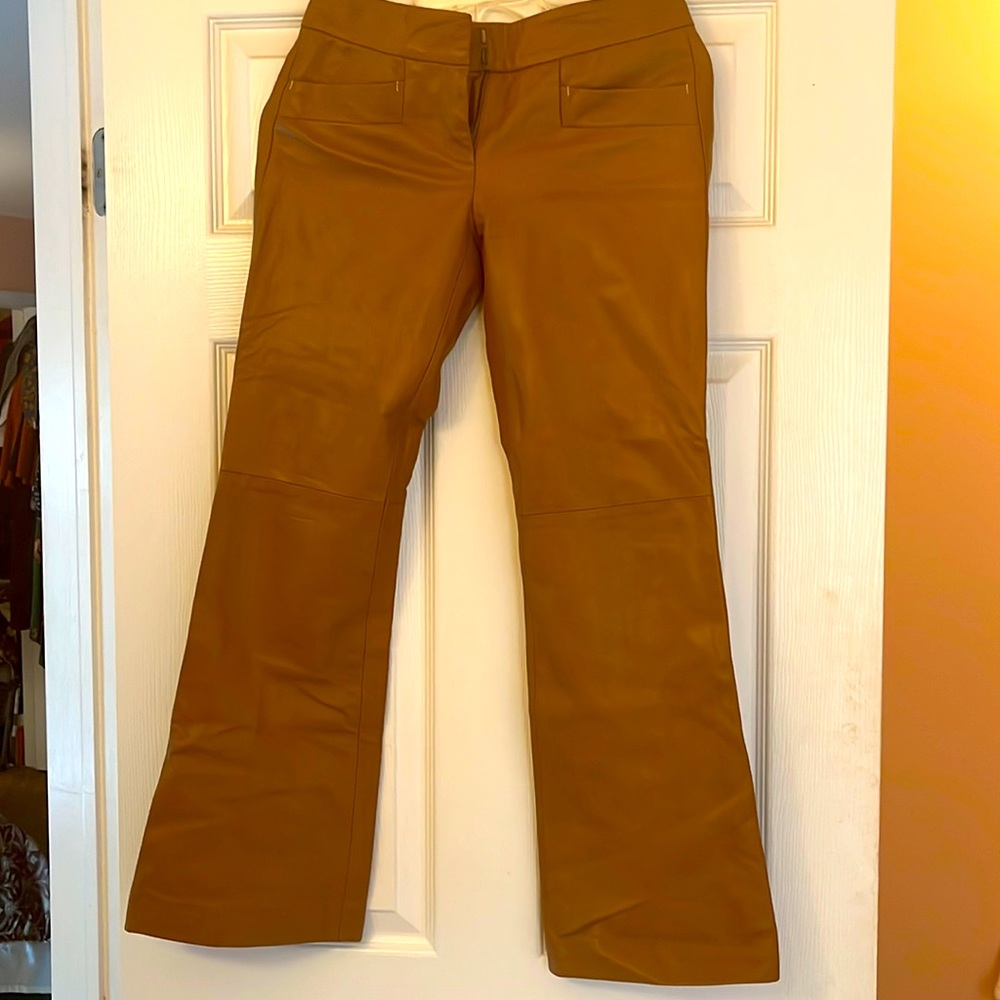 theory pants real leather ankle length and size zero , tried on but too small